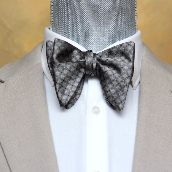 Men's Self-tied Bow Tie 100%Silk Big Butterfly Grey Ornament S661 - Picture 11 of 16